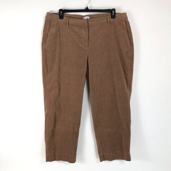 J. Jill Wide Leg Corduroy Pants Women's Plus Size 20 Brown Stretch Ankle Casual - Picture 1 of 11